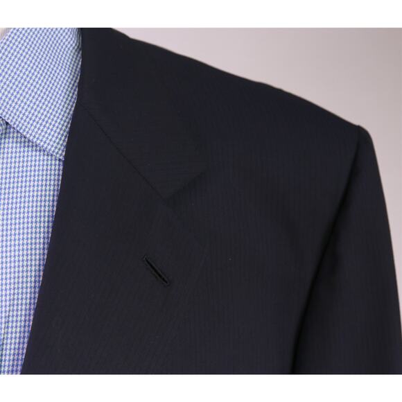 Brioni Navy Blue Tonestripe Super 180's Wool 2-Btn Blazer Jacket 50R - Picture 4 of 13